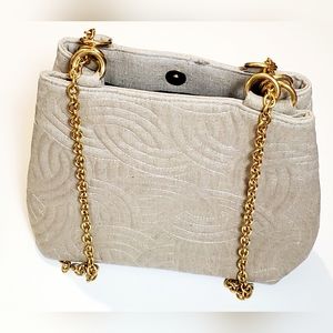 Vintage L.J.S Collection Quilted Canvas Shoulder Bag